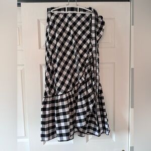J. Crew Black and White Midi Wrap Skirt